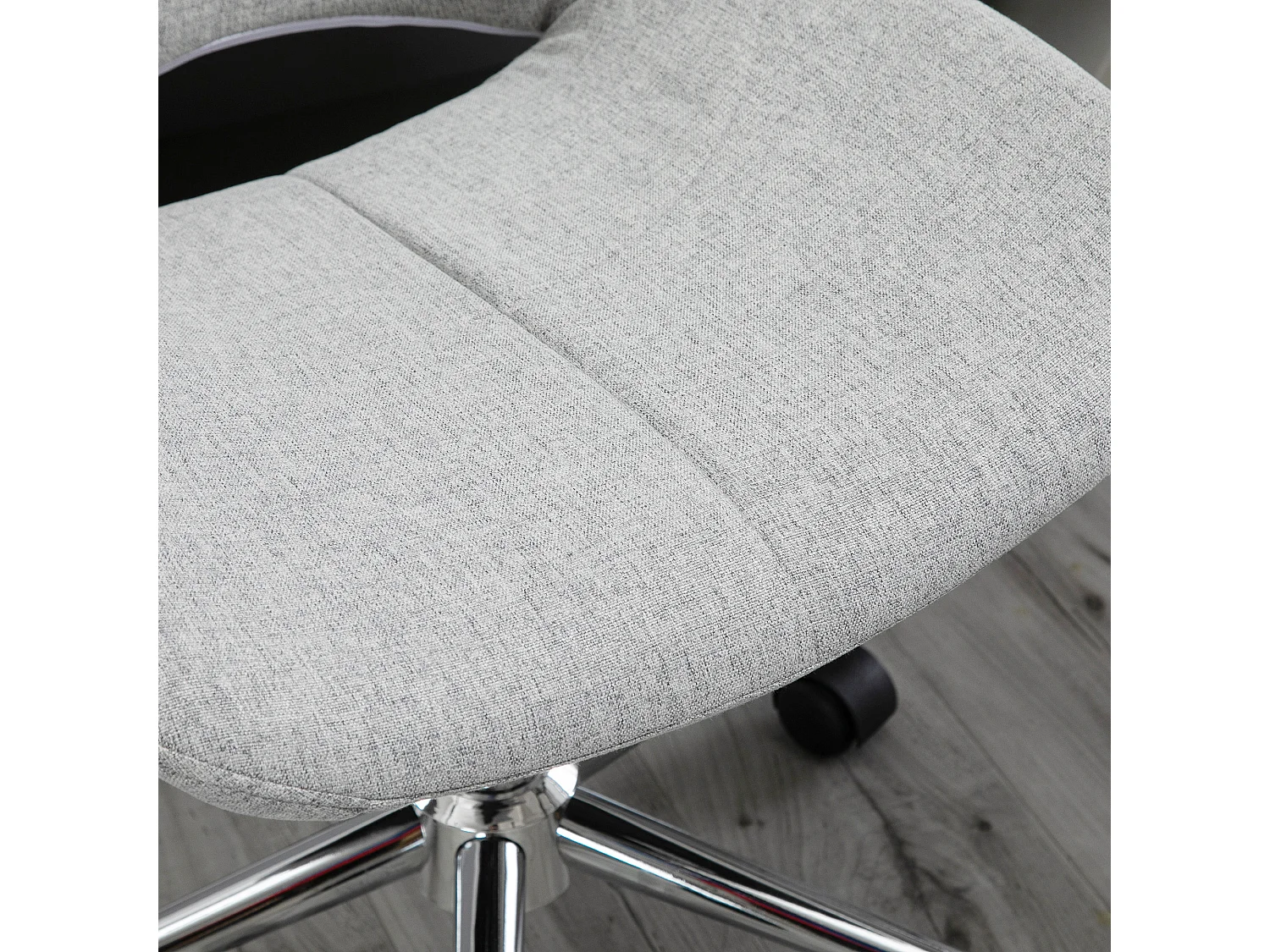 Chaise de bureau sans accoudoirs, réglable en hauteur, métal, gris clair (49x56.5x73-82.5 cm)