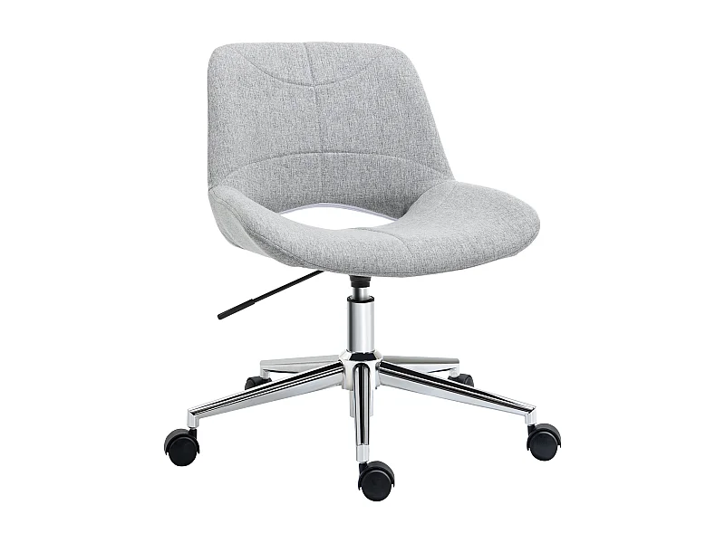 Chaise de bureau sans accoudoirs, réglable en hauteur, métal, gris clair (49x56.5x73-82.5 cm)