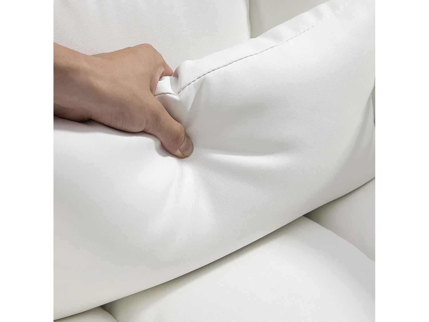 Chaise de bureau ergonomique avec fonction inclinable, dossier haut, repose-pieds ajustable, en cuir synthétique, blanc (69x65x107-115 cm)