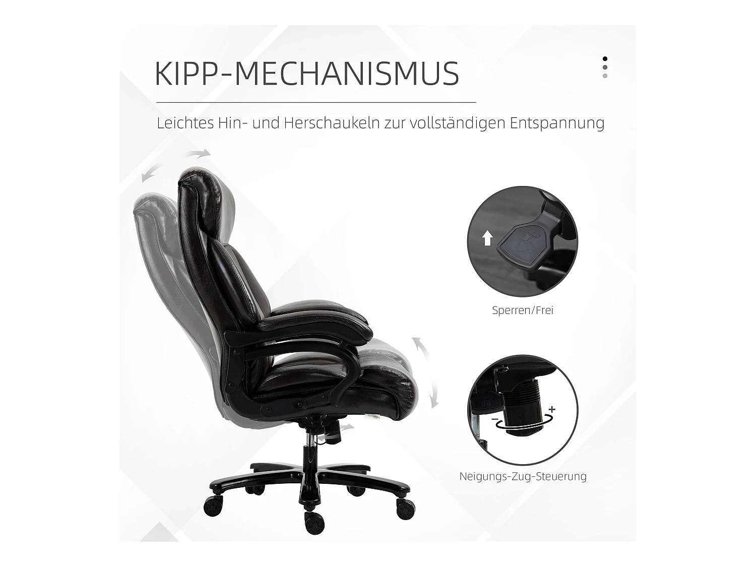 Chaise de bureau ergonomique, avec accoudoirs, appui-tête et support lombaire, en mousse, noire (72x83x122 cm)