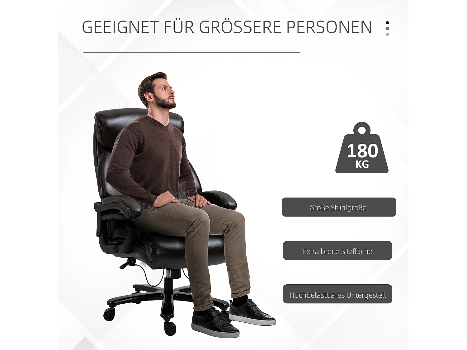 Chaise de bureau ergonomique, avec accoudoirs, appui-tête et support lombaire, en mousse, noire (72x83x122 cm)