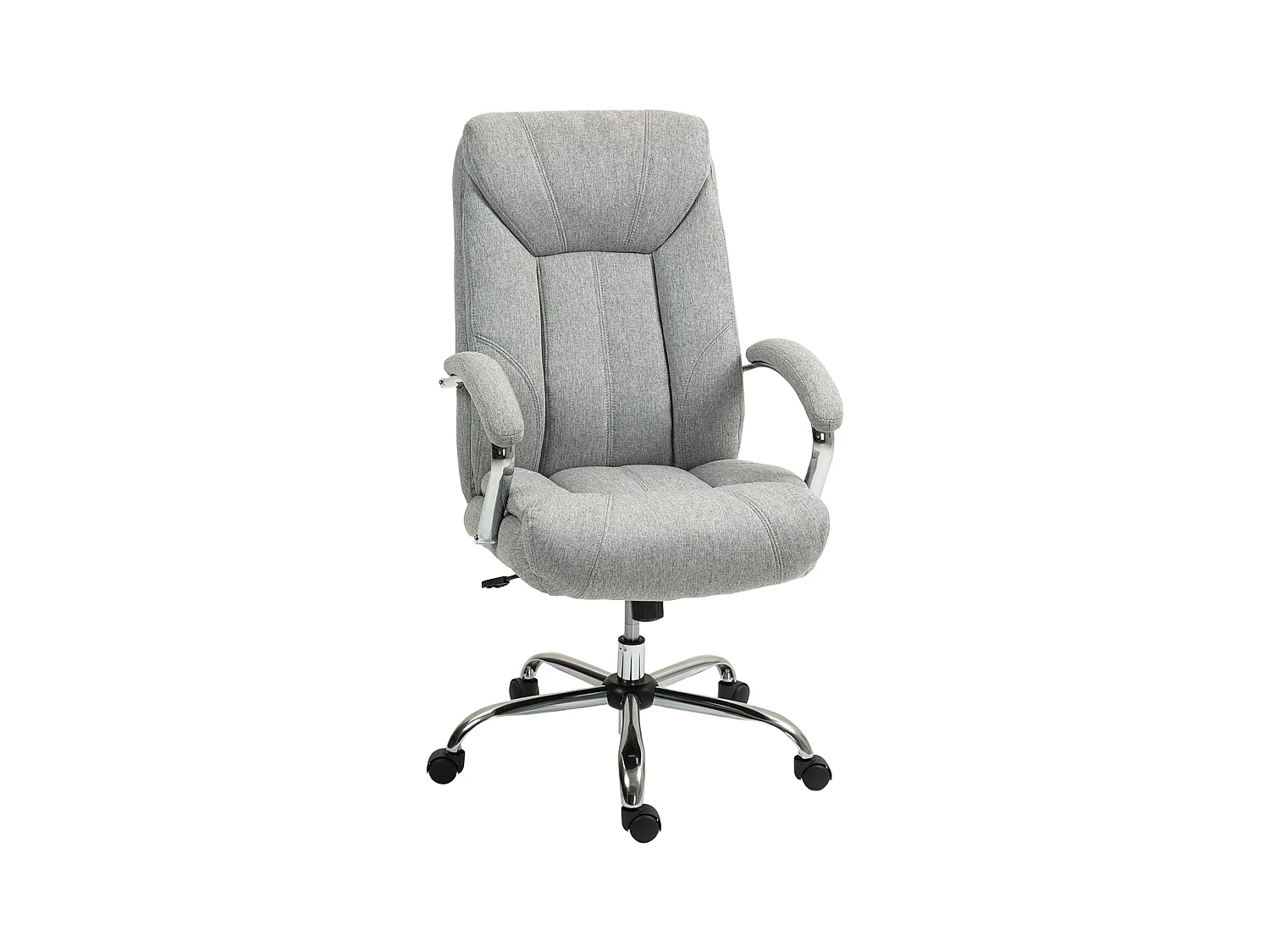 Sedia da ufficio ergonomica con funzione di dondolo, con poggiatesta e braccioli imbottiti, in poliestere, grigio chiaro (65x78x110-118 cm)