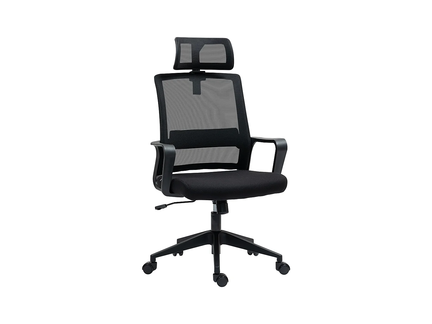 Chaise de bureau ergonomique avec accoudoirs, tête réglable, tissu mesh, noir (60x64x102-112 cm)