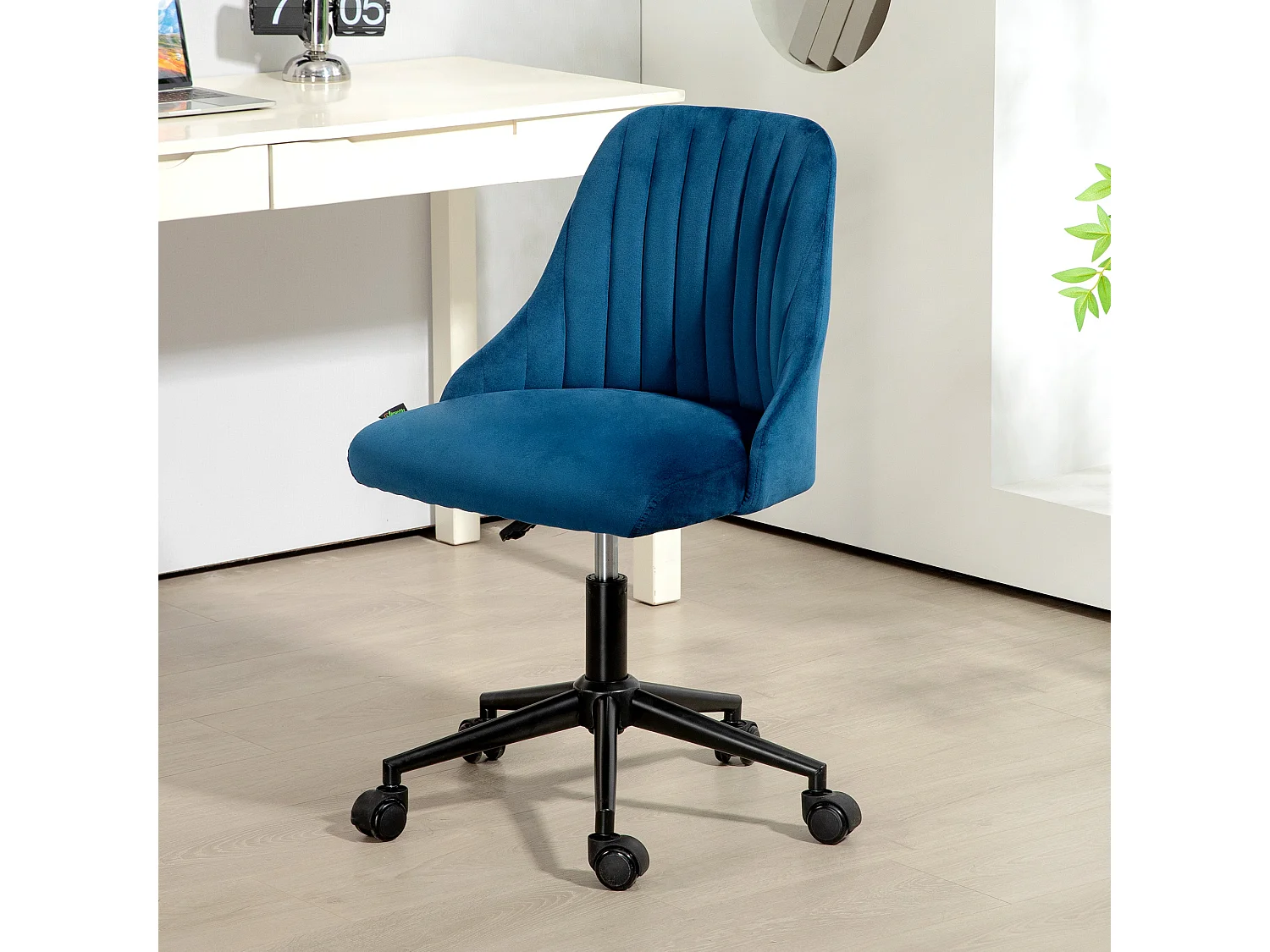 Chaise de bureau pivotante, réglable en hauteur, mousse, bleu, design ergonomique (50x58x77-87cm)