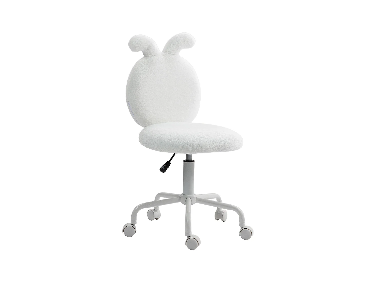Fauteuil de bureau design oreilles de lapin, hauteur réglable, tissu en velours, blanc (52x45x90 cm)