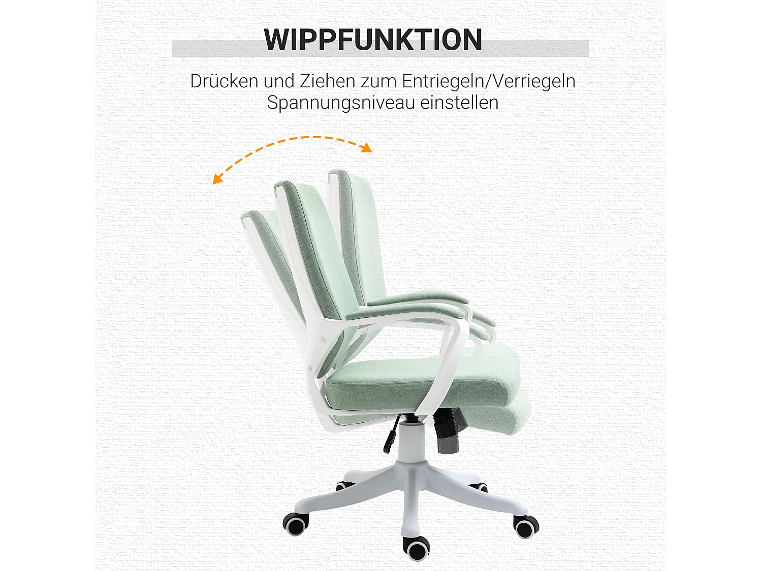 Silla de oficina ergonómica con función balancín, poliéster, verde (62x69x92-100 cm)