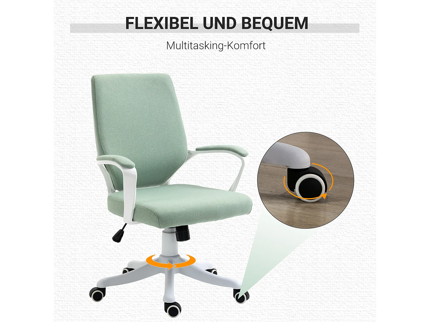 Silla de oficina ergonómica con función balancín, poliéster, verde (62x69x92-100 cm)