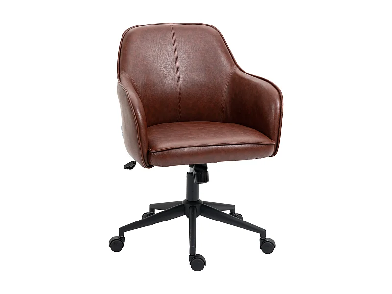 Sedia da ufficio con funzione dondolo, altezza regolabile, similpelle, marrone (58,5x62x91 cm)