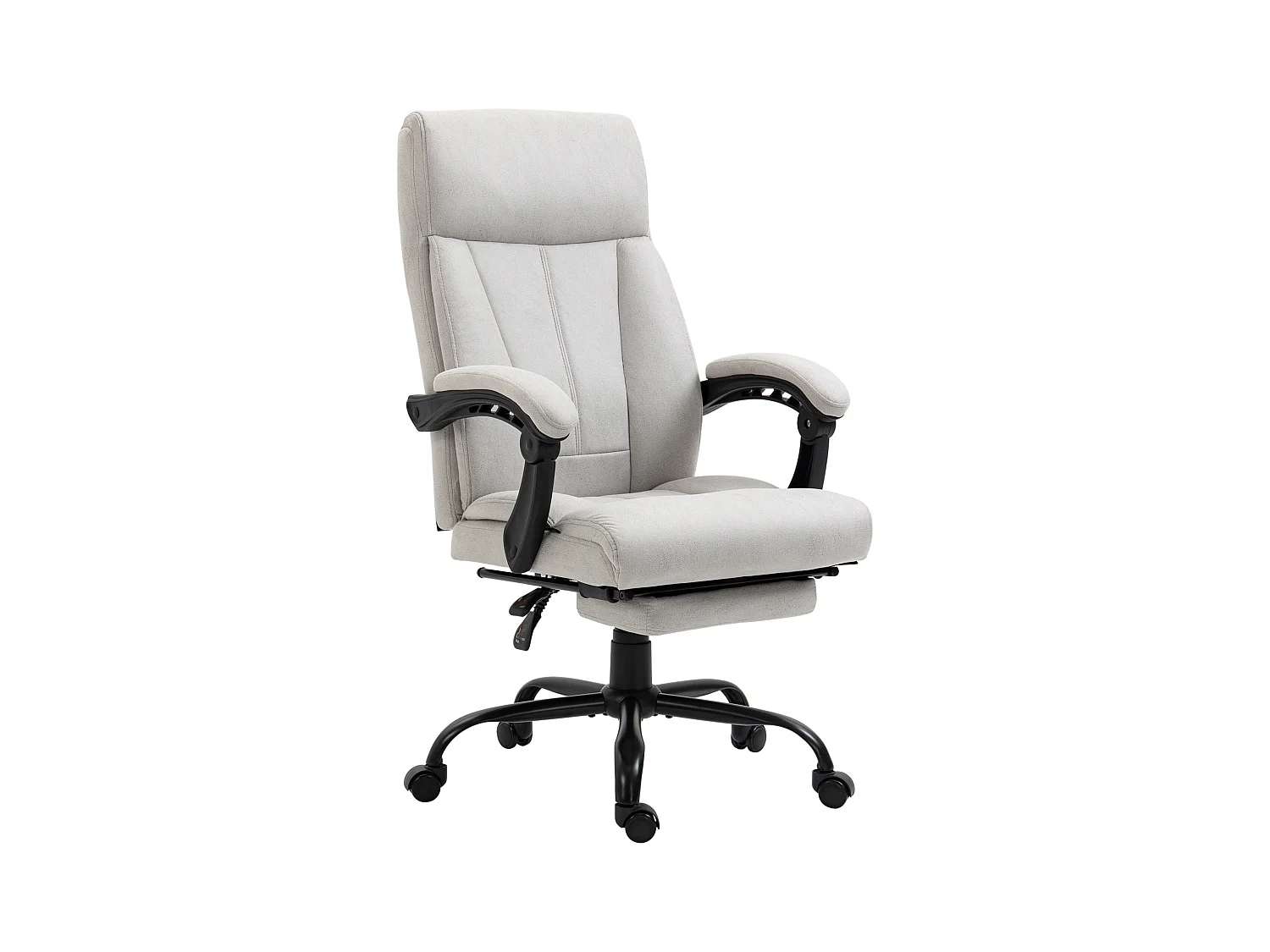 Fauteuil de bureau avec fonction massage, repose-pieds réglable, microfibre, gris clair (65x74x119cm)