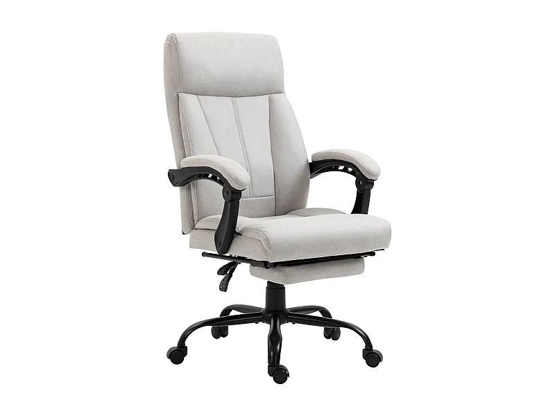 Fauteuil de bureau avec fonction massage, repose-pieds réglable, microfibre, gris clair (65x74x119cm)