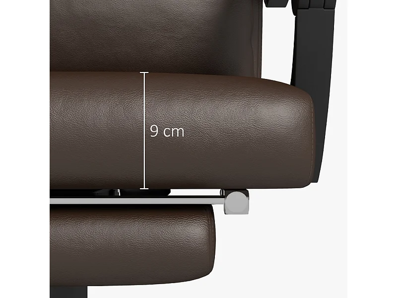 Fauteuil de bureau ergonomique avec massage, chauffage, inclinaison et repose-pieds, simili cuir, café (66x67x123 cm)