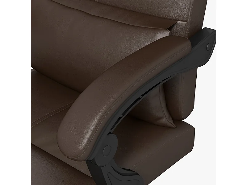 Fauteuil de bureau ergonomique avec massage, chauffage, inclinaison et repose-pieds, simili cuir, café (66x67x123 cm)