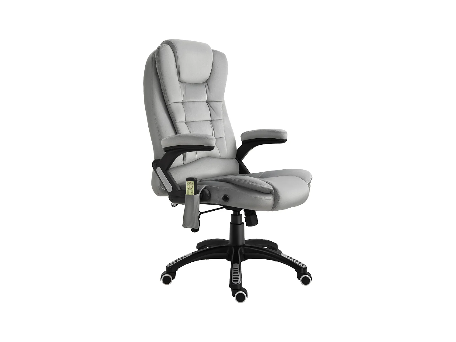 Fauteuil de bureau ergonomique avec massage, réglable en hauteur, roulettes PU, gris (67x74x120-112 cm)