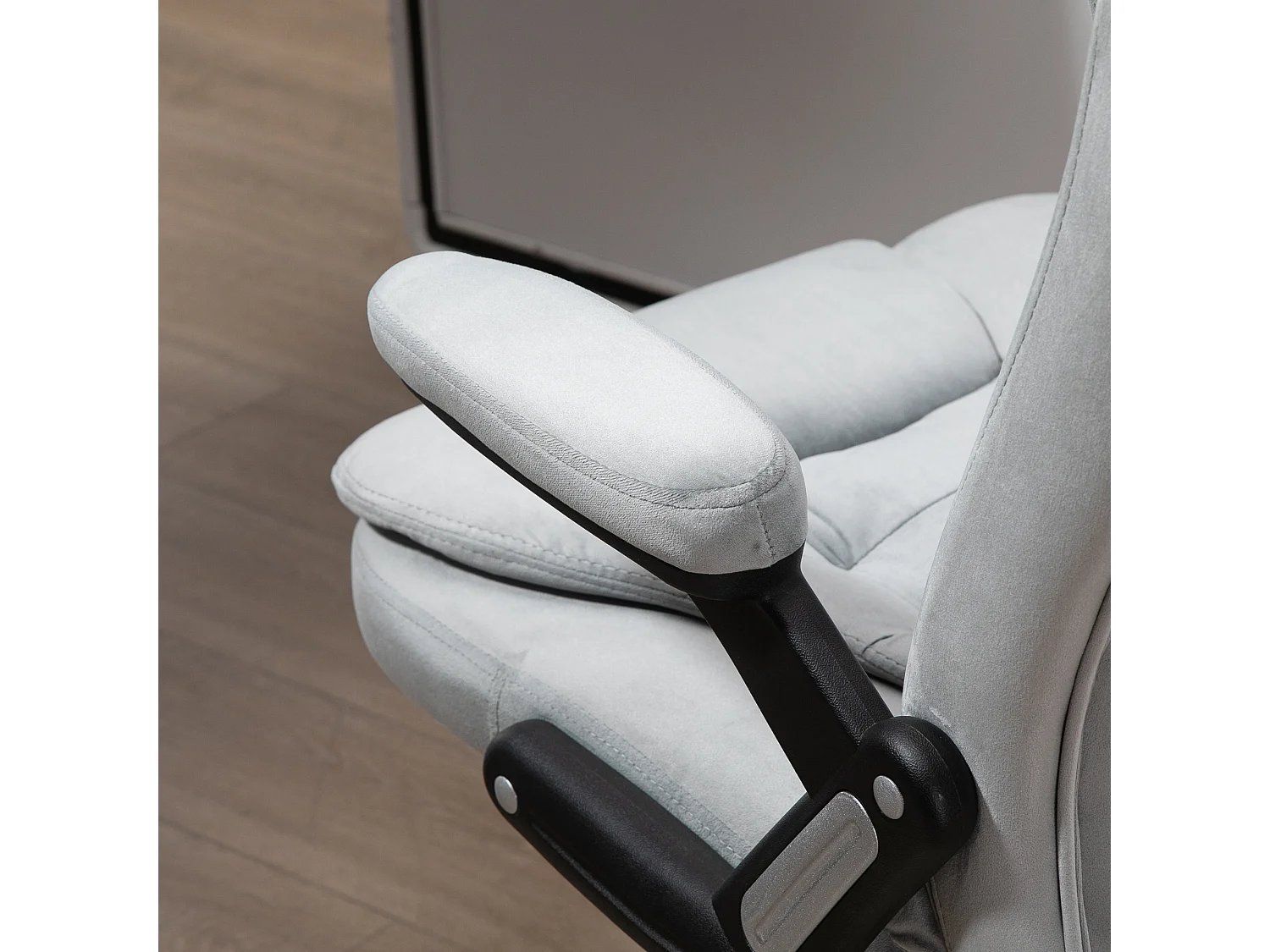 Fauteuil de bureau ergonomique avec massage, réglable en hauteur, roulettes PU, gris (67x74x120-112 cm)