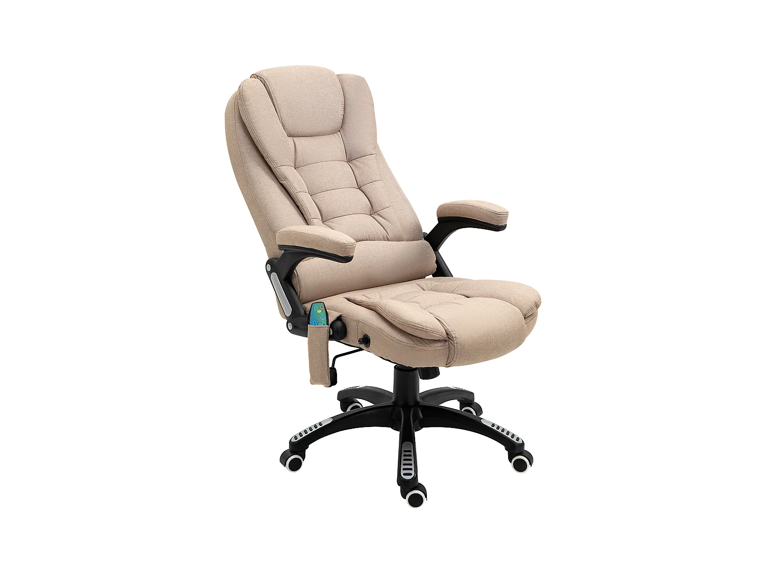 Fauteuil de bureau ergonomique avec massage et fonction chauffante, chaise de gaming inclinable, polyester, marron (67x74x120 cm)