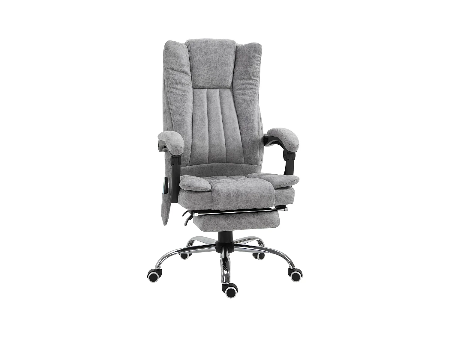 Sedia da ufficio con massaggio e riscaldamento, funzione reclinabile, similpelle, grigio (62x67x120 cm)