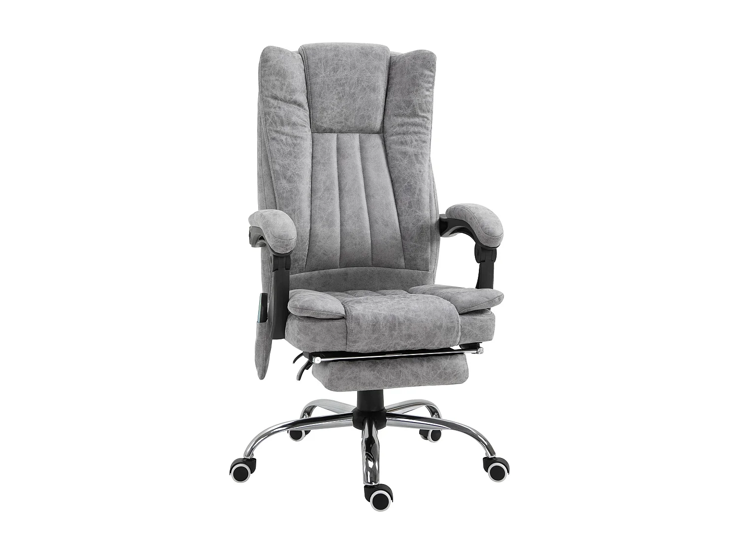 Fauteuil de bureau avec massage et chauffage, fonction inclinable, cuir synthétique, gris (62x67x120 cm)