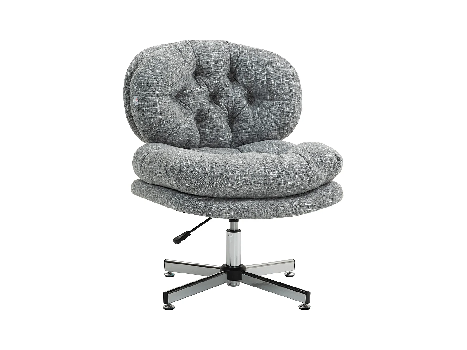 Fauteuil de bureau ergonomique avec fonction bascule, assise rembourrée, tissu lin gris (65x65x84-94cm)