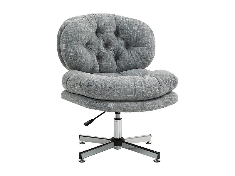 Fauteuil de bureau ergonomique avec fonction bascule, assise rembourrée, tissu lin gris (65x65x84-94cm)