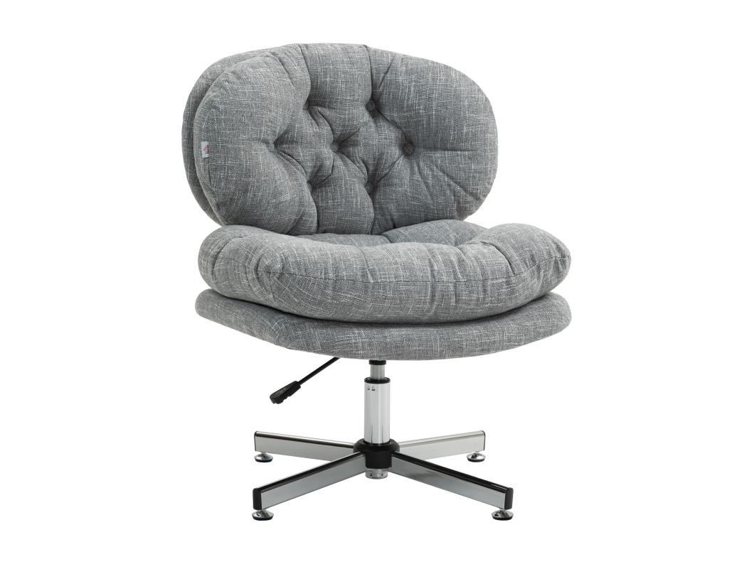 Ergonomische bureaustoel met schommelfunctie, gewatteerde zitting, grijze linnen stof (65x65x84-94cm)