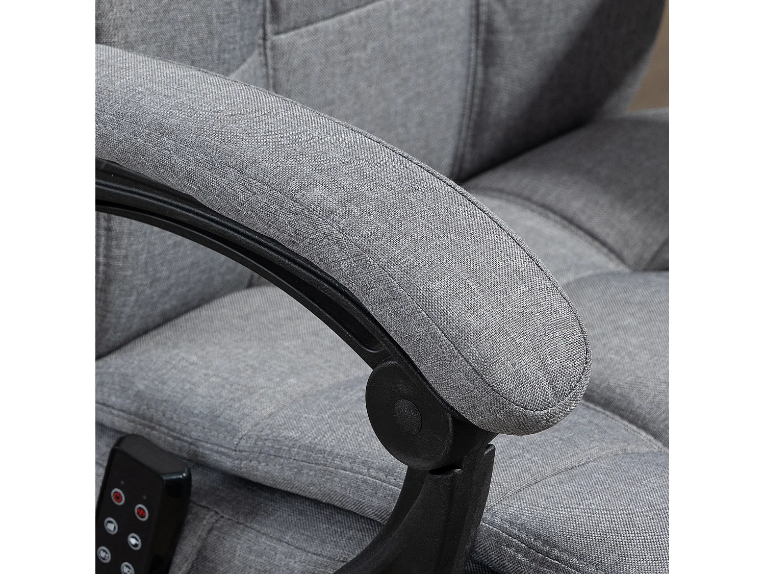 Fauteuil de bureau ergonomique avec massage, réglable en hauteur, avec chauffe-lombaire et repose-pieds, tissu polyester, gris (66x76x112-120 cm)