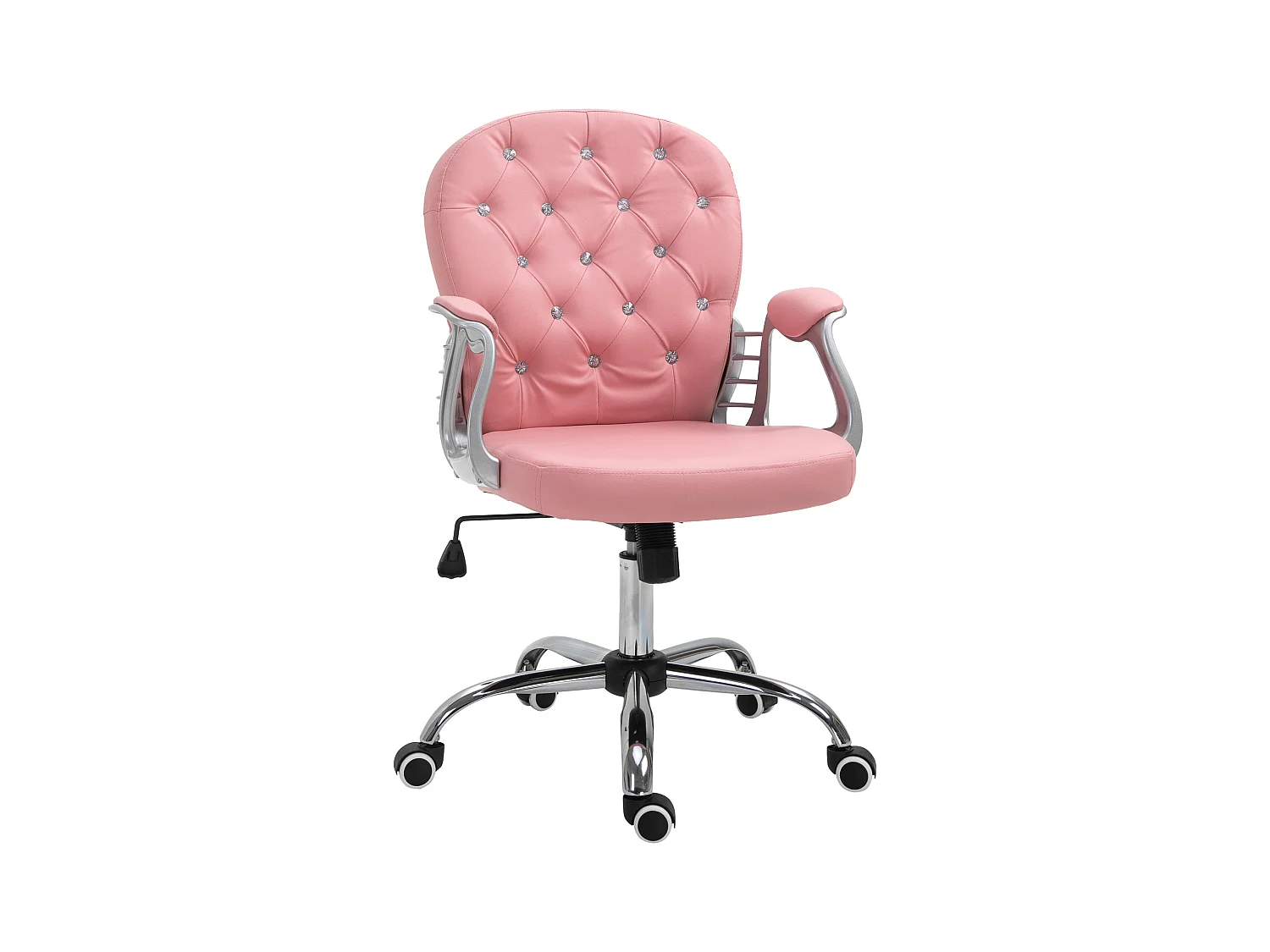 Fauteuil de Bureau Ergonomique avec Dossier Rembourré, Rose, PU, 59.5x60.5x95-105 cm