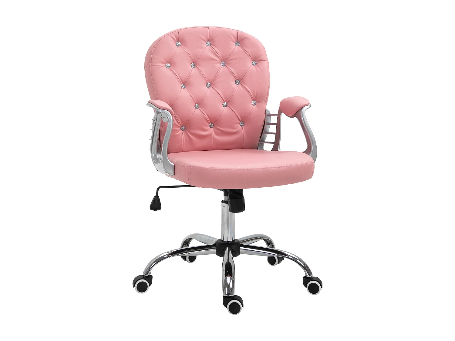Fauteuil de Bureau Ergonomique avec Dossier Rembourré, Rose, PU, 59.5x60.5x95-105 cm