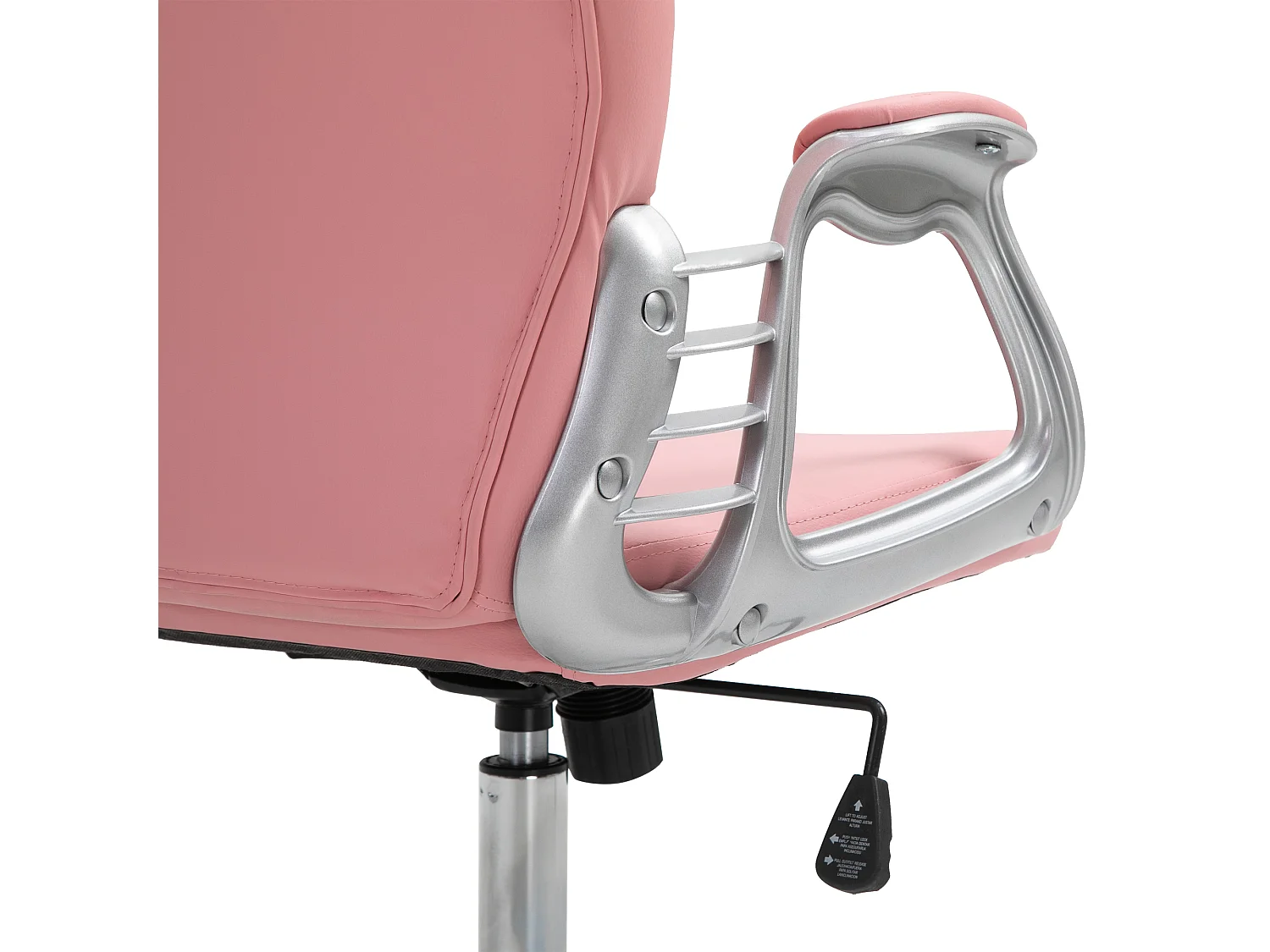 Fauteuil de Bureau Ergonomique avec Dossier Rembourré, Rose, PU, 59.5x60.5x95-105 cm