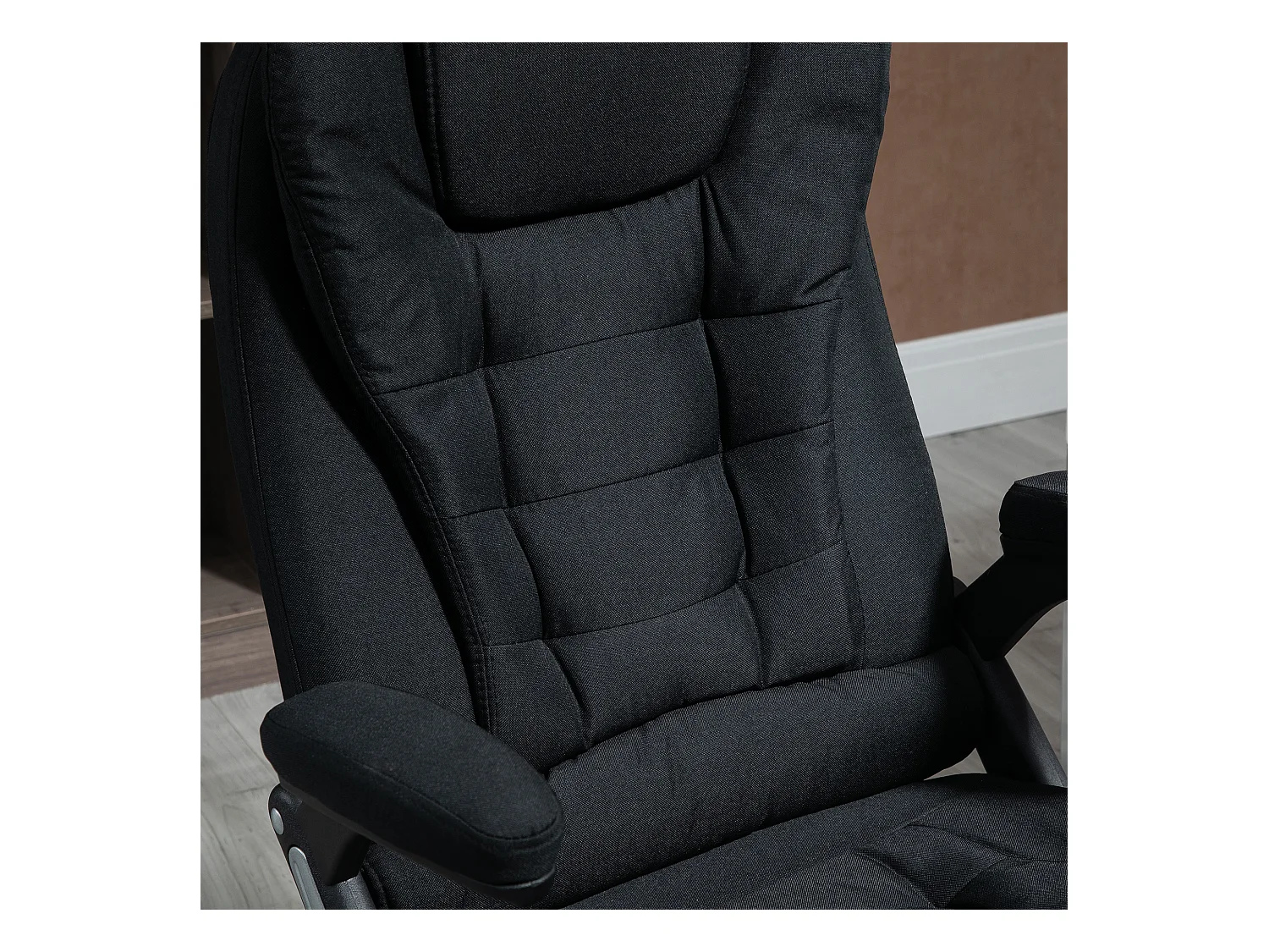 Chaise de bureau ergonomique, réglable en hauteur, fonction basculante, tissu lin, noir, (65x72x100-120 cm)  ###