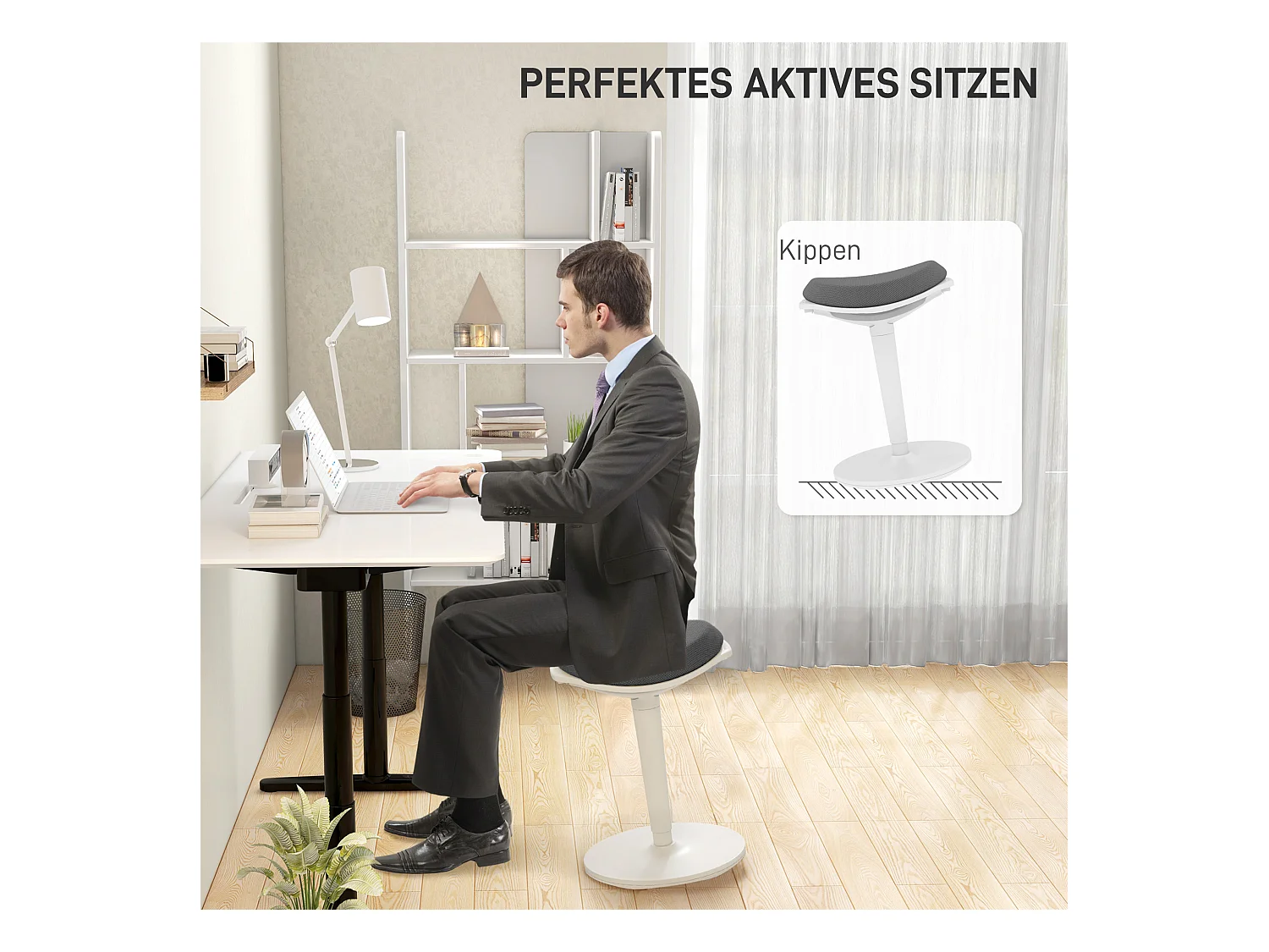 Siège de bureau ergonomique, pivotant, ajustable en hauteur, tissu mesh gris, pour un confort optimal (42.5x35.5x56.5-71.5 cm)