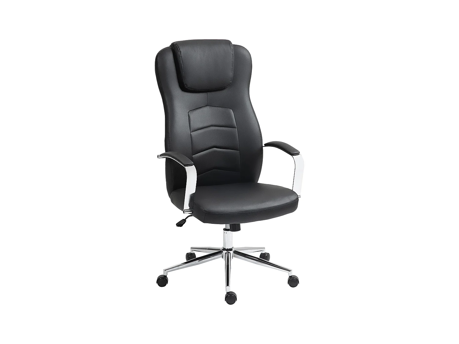 Fauteuil de bureau pivotant avec fonction bascule, simili cuir, réglable, noir (64x78x118-126cm)