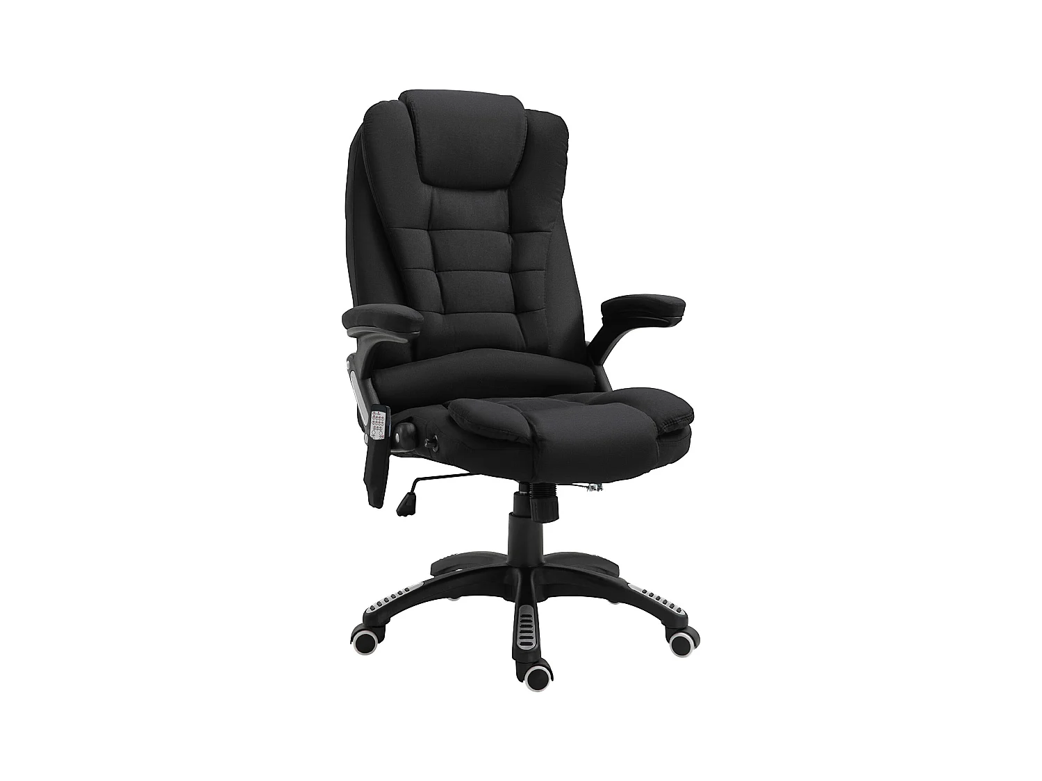 Fauteuil de bureau ergonomique avec massage, fonction chauffante, polyester, noir (67x74x116-126 cm)