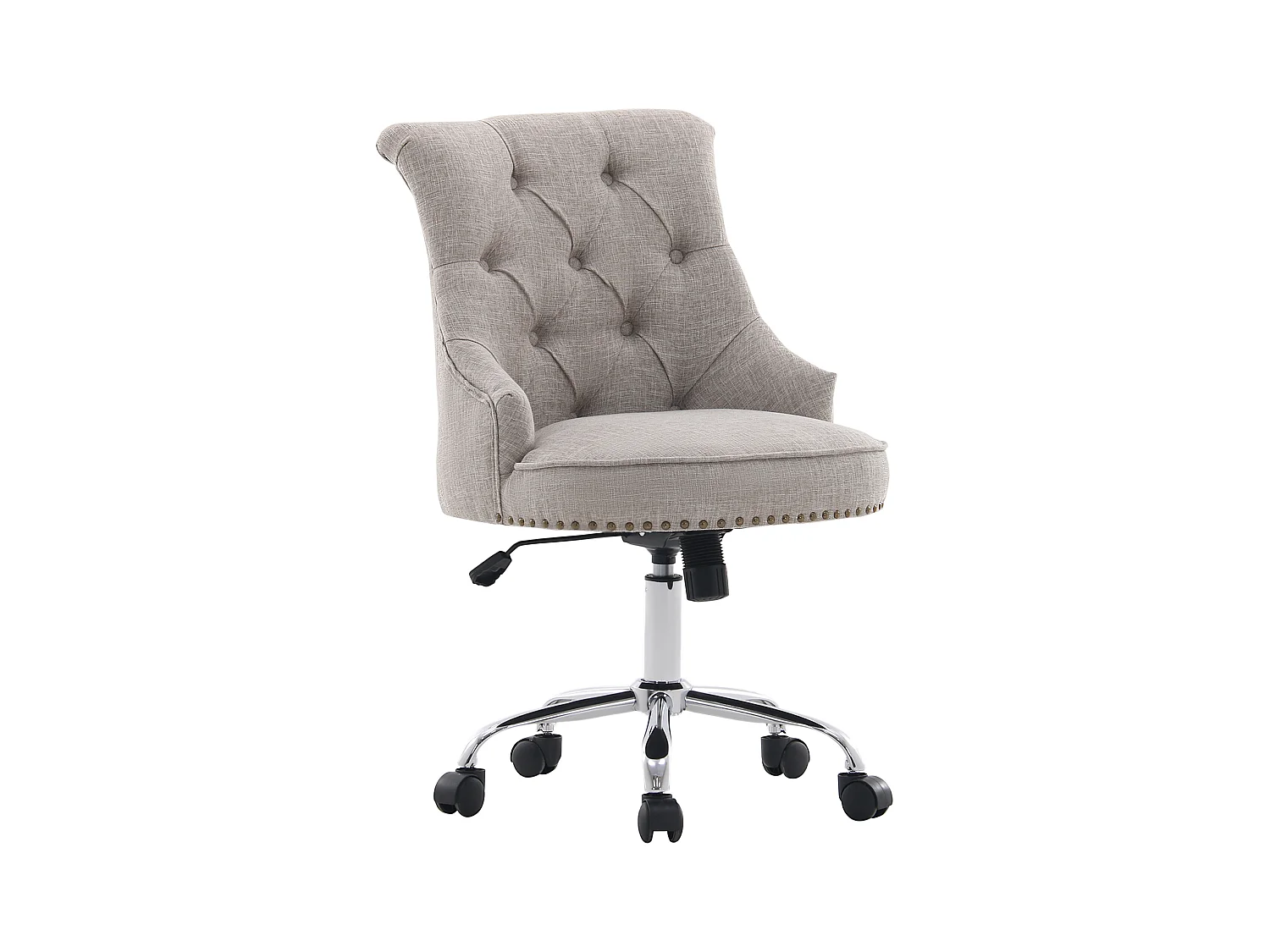 Fauteuil de bureau ergonomique avec accoudoirs ajustables, tissu lin, noir (54x65.5x84-91 cm)