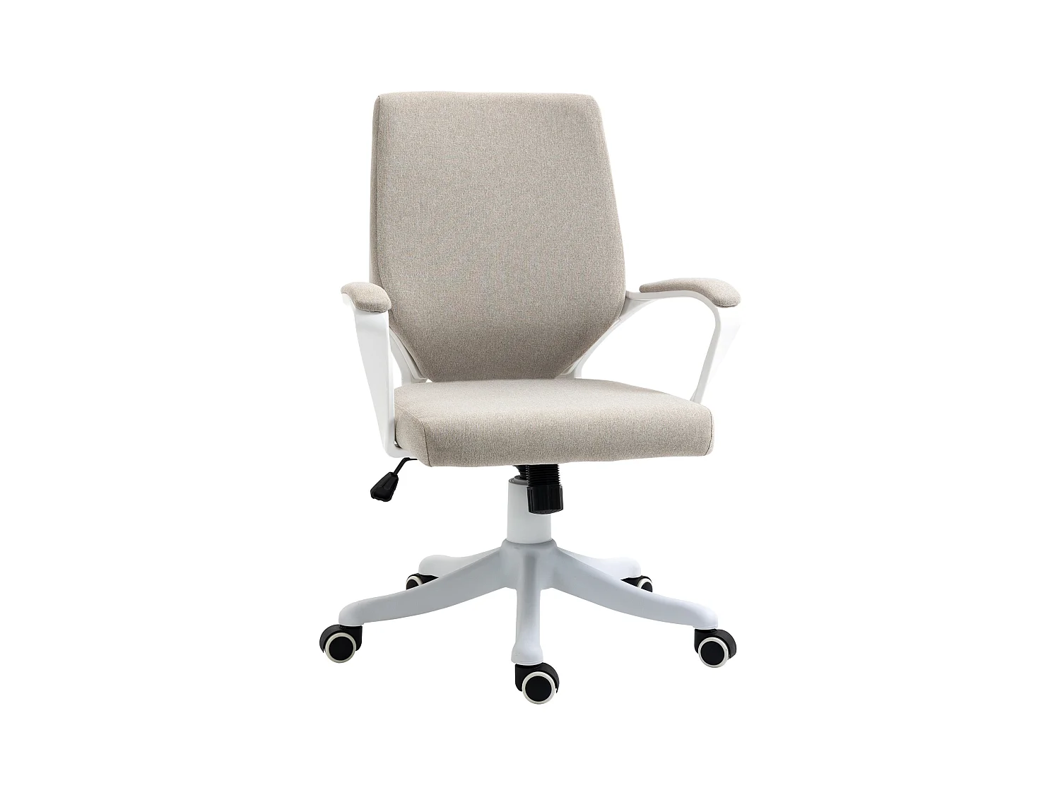 Fauteuil de bureau ergonomique avec soutien lombaire, dossier réglable, polyester beige (62x69x92-100 cm)