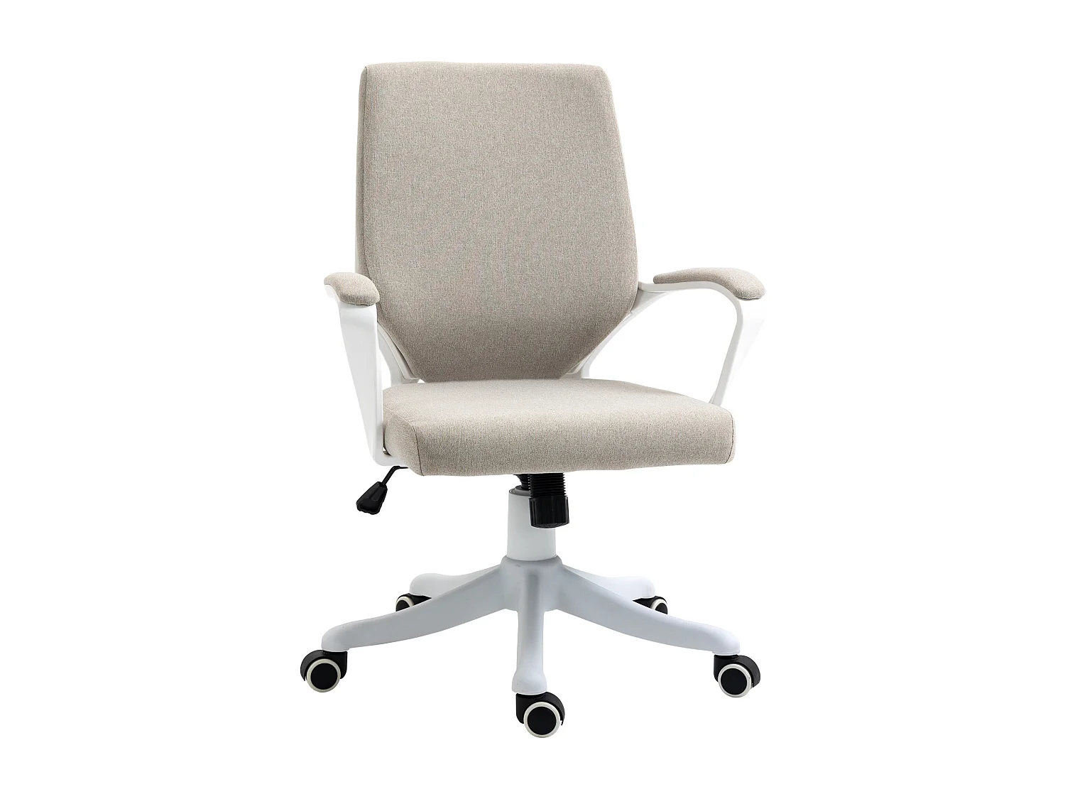 Fauteuil de bureau ergonomique avec soutien lombaire, dossier réglable, polyester beige (62x69x92-100 cm)