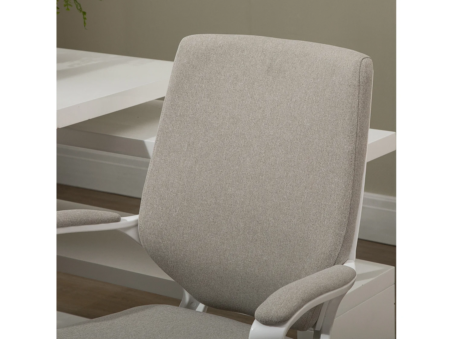 Fauteuil de bureau ergonomique avec soutien lombaire, dossier réglable, polyester beige (62x69x92-100 cm)