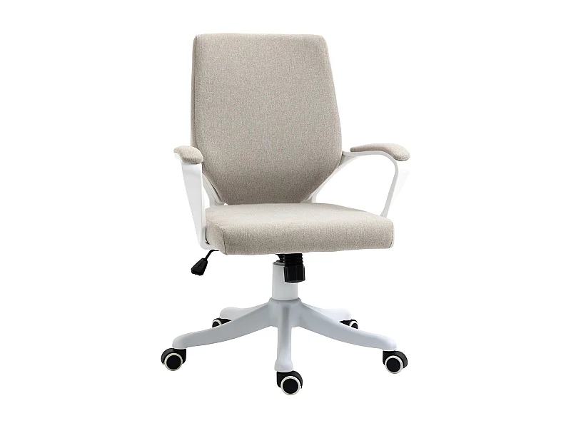 Fauteuil de bureau ergonomique avec soutien lombaire, dossier réglable, polyester beige (62x69x92-100 cm)