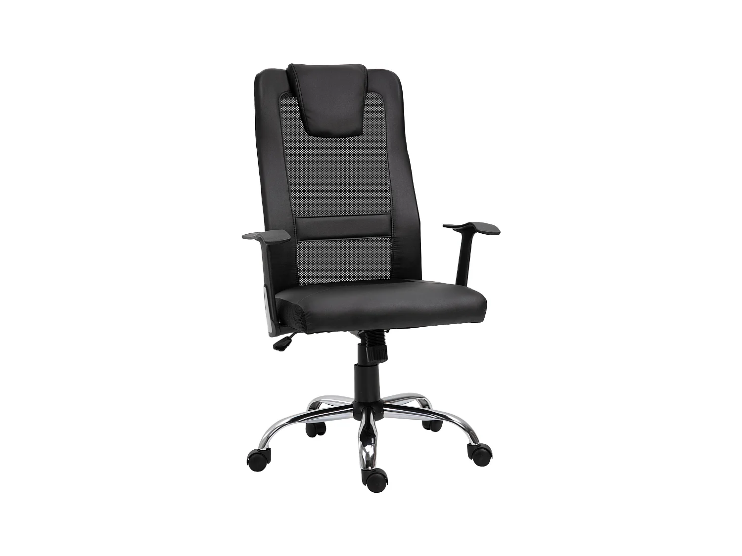Fauteuil de bureau ergonomique avec fonction de bascule, simili cuir noir (66x73x108-118 cm)