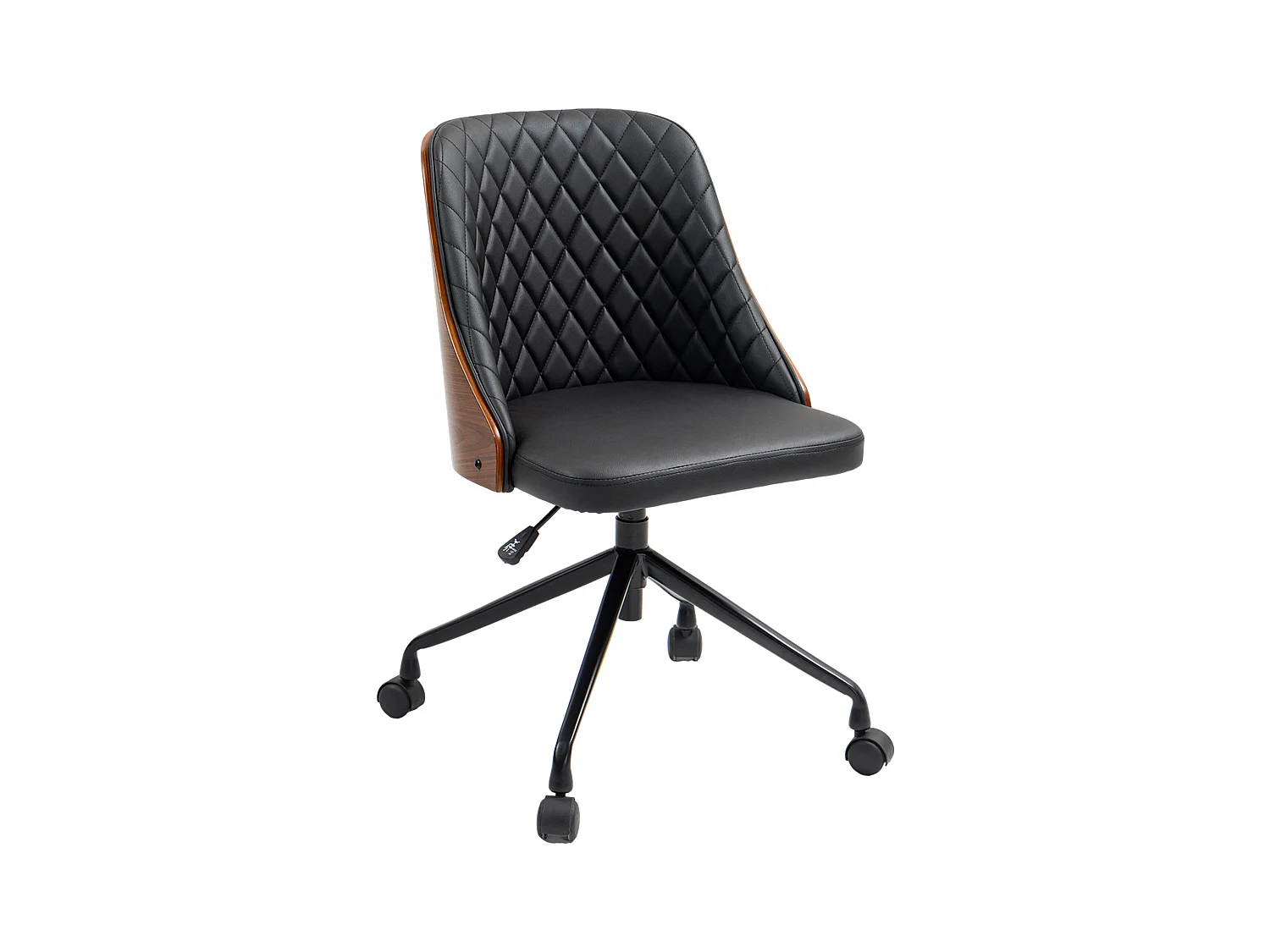 Sedia da ufficio ergonomica senza braccioli, regolabile in altezza, in similpelle, nera (48,5x54,5x81-87 cm)