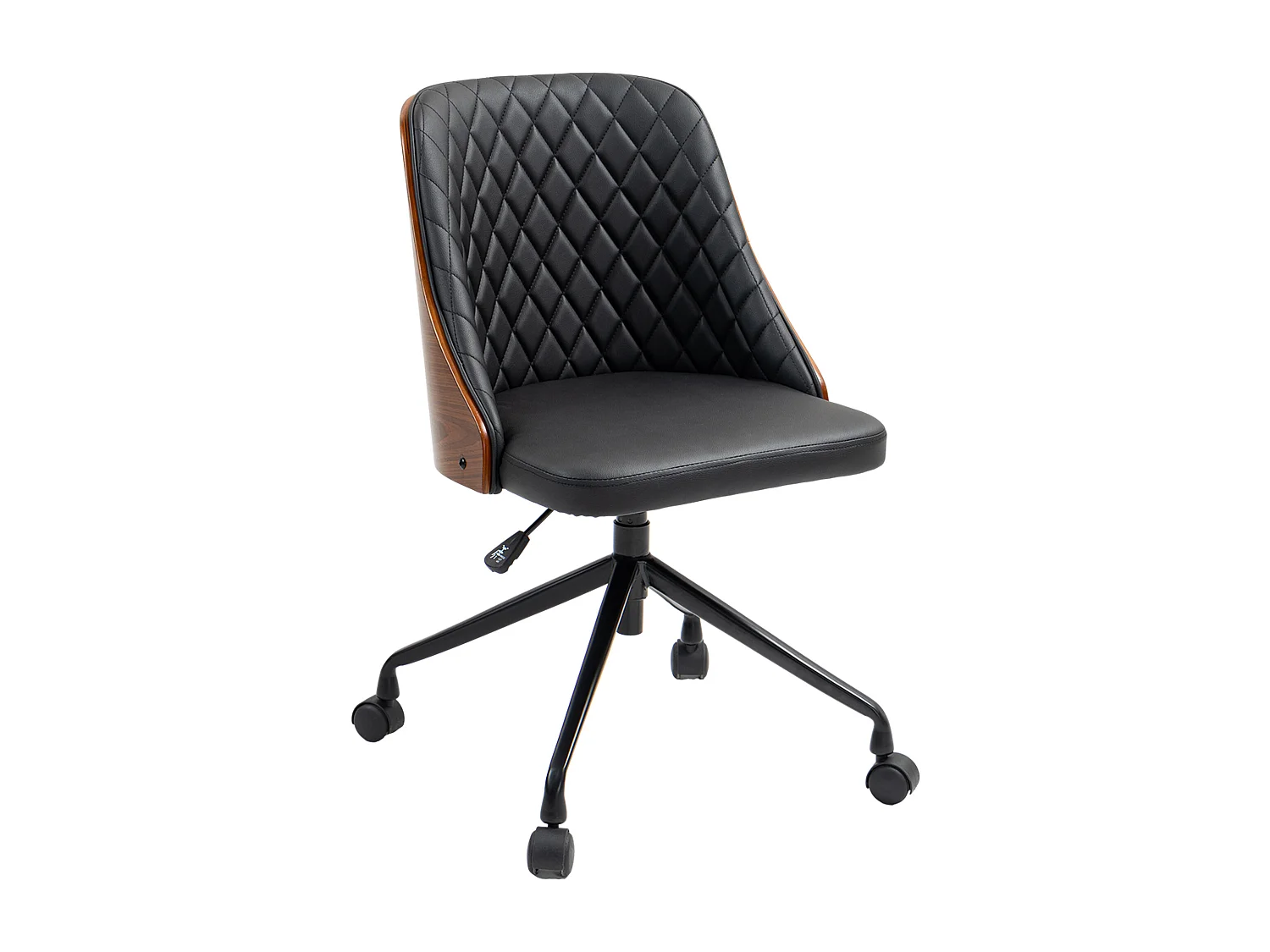Chaise de bureau ergonomique sans accoudoirs, réglable en hauteur, en simili cuir, noir (48.5x54.5x81-87 cm)