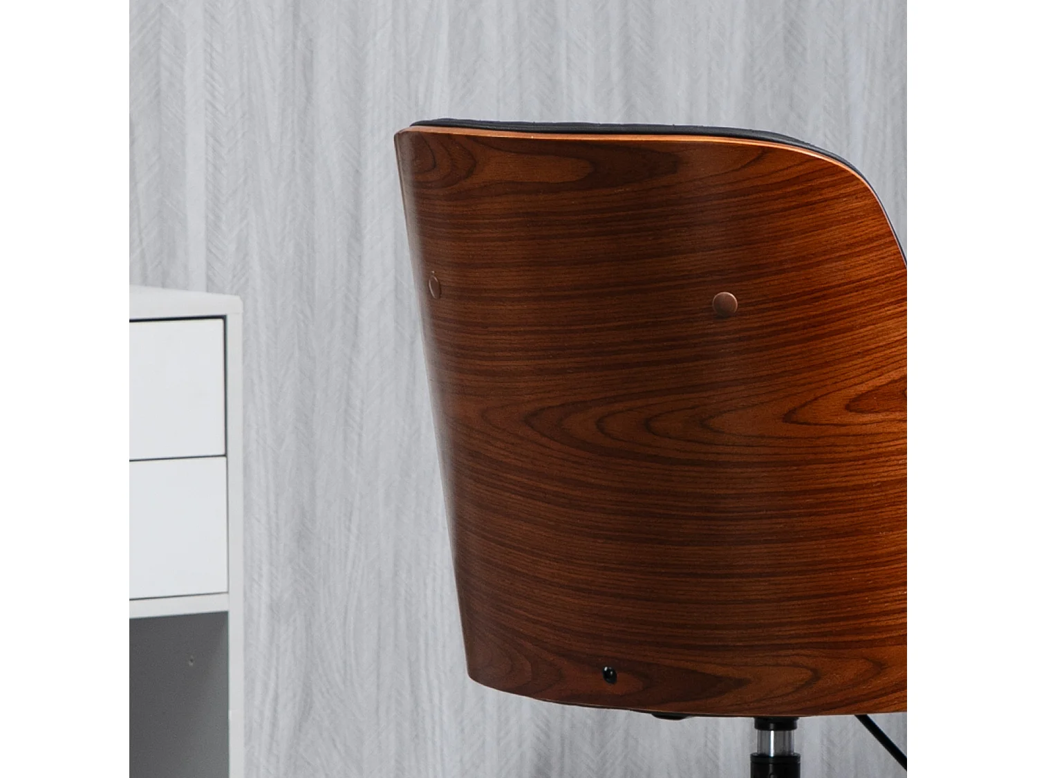 Chaise de bureau ergonomique sans accoudoirs, réglable en hauteur, en simili cuir, noir (48.5x54.5x81-87 cm)