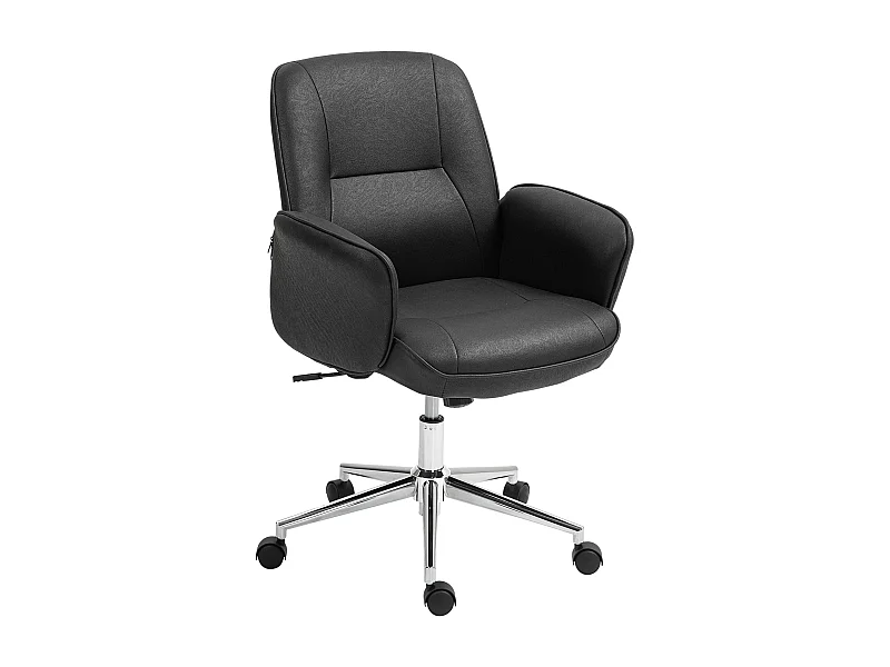 Sedia da ufficio ergonomica, con funzione di inclinazione, acciaio, microfibra, nero (67x69x92-102 cm)