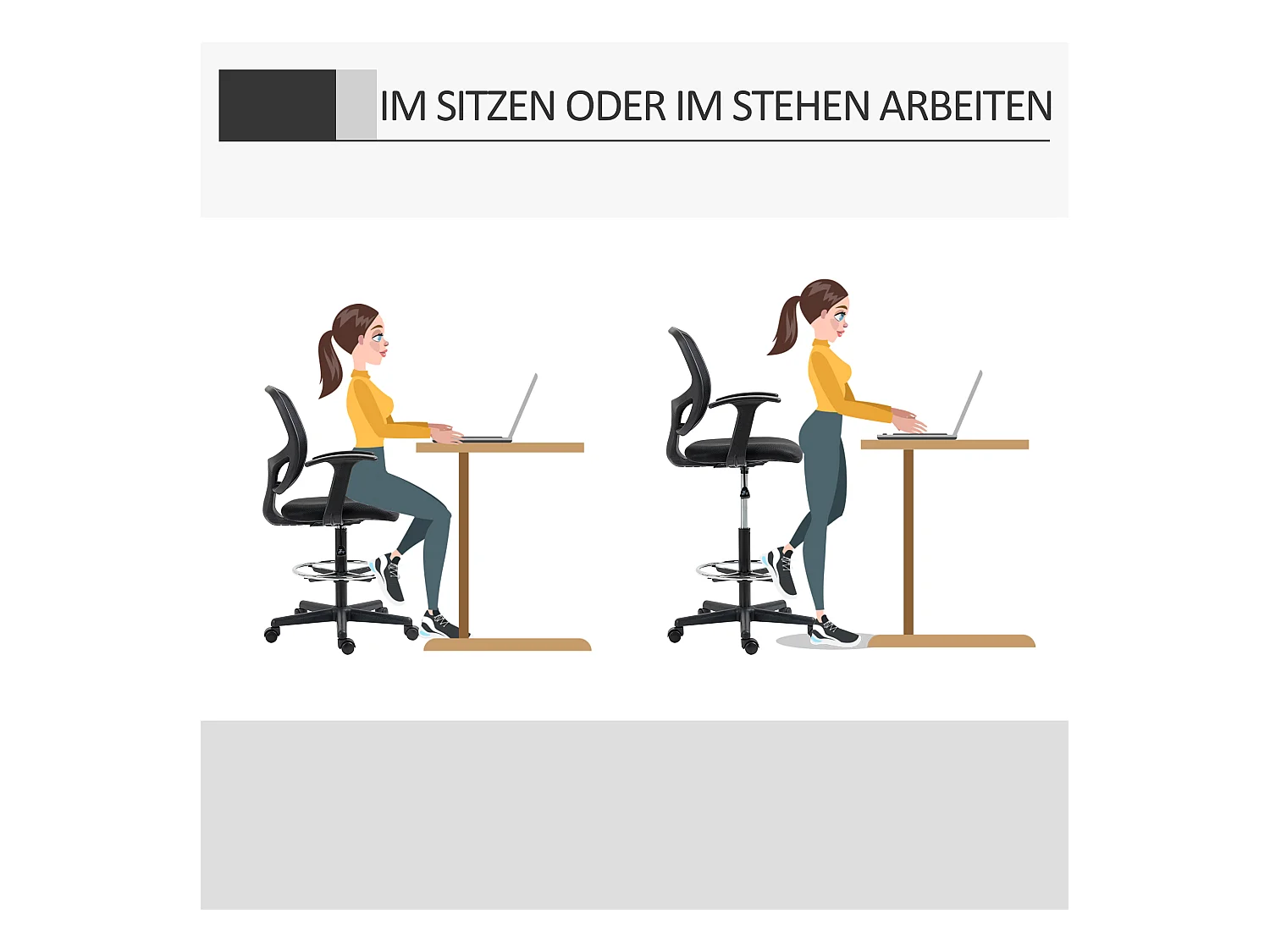 Chaise de bureau ergonomique avec repose-pieds ajustable, design moderne, mousse, noire (60x56x110-132 cm)