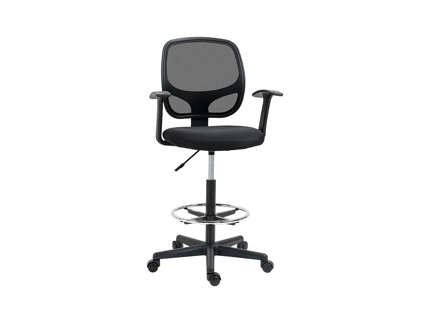 Sedia da ufficio ergonomica con poggiapiedi regolabile, design moderno, schiuma, nero (60x56x110-132 cm)