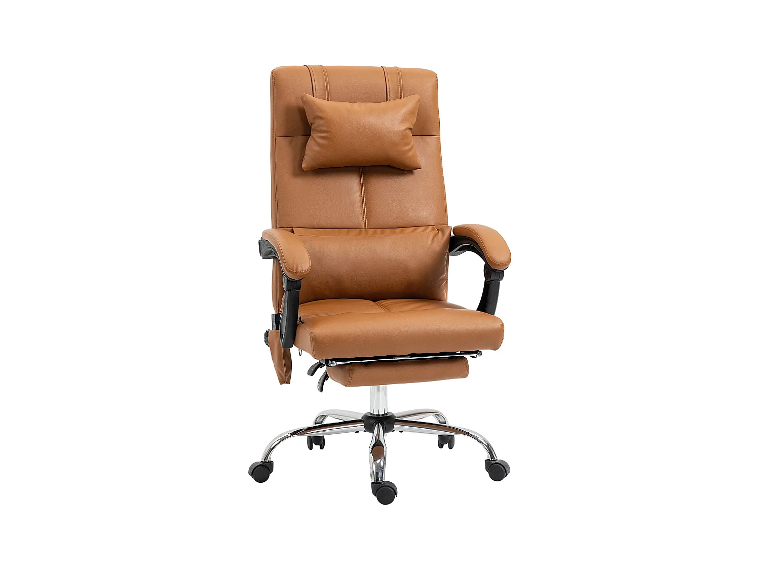 Bureaustoel met massage, lendenverwarming, 6 massagepunten, 5 standen, kunstleer, bruin (66x67x115-123 cm)