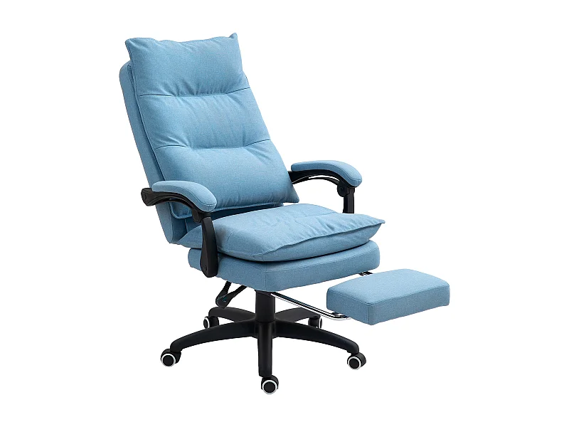 Fauteuil de bureau avec massage, inclinable et pivotant, réglable en hauteur, polyester, bleu (70x62x130cm)