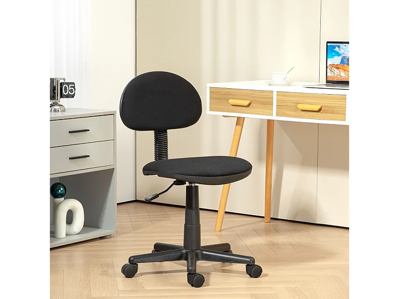 Fauteuil de bureau ergonomique, tissu élastique, noir, pivotant, réglable en hauteur (51x43x85 cm)