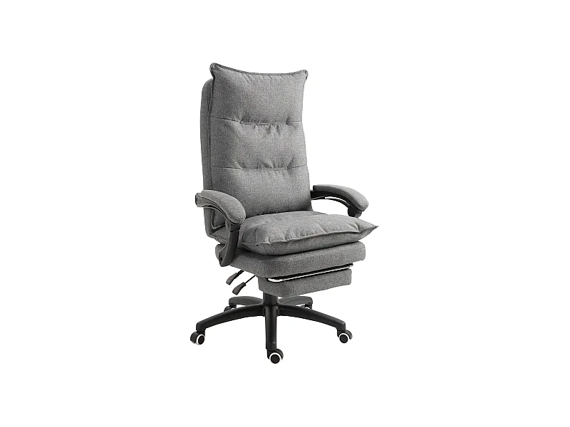 Sedia da ufficio ergonomica con massaggio, poggiapiedi retrattile, poliestere, grigio (70x62x130cm)