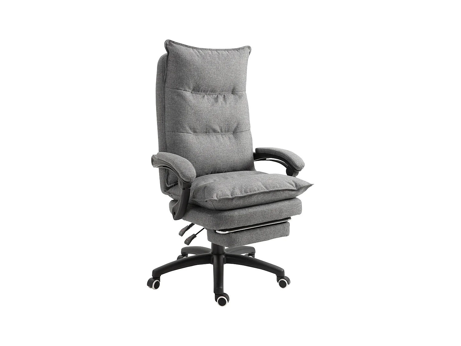 Fauteuil de bureau ergonomique avec massage, repose-pieds escamotable, polyester, gris (70x62x130cm)