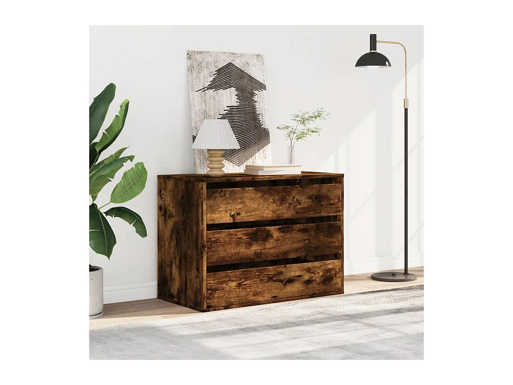 Gerookte eikenhouten hoekladekast 80x41x58 cm bewerkt hout